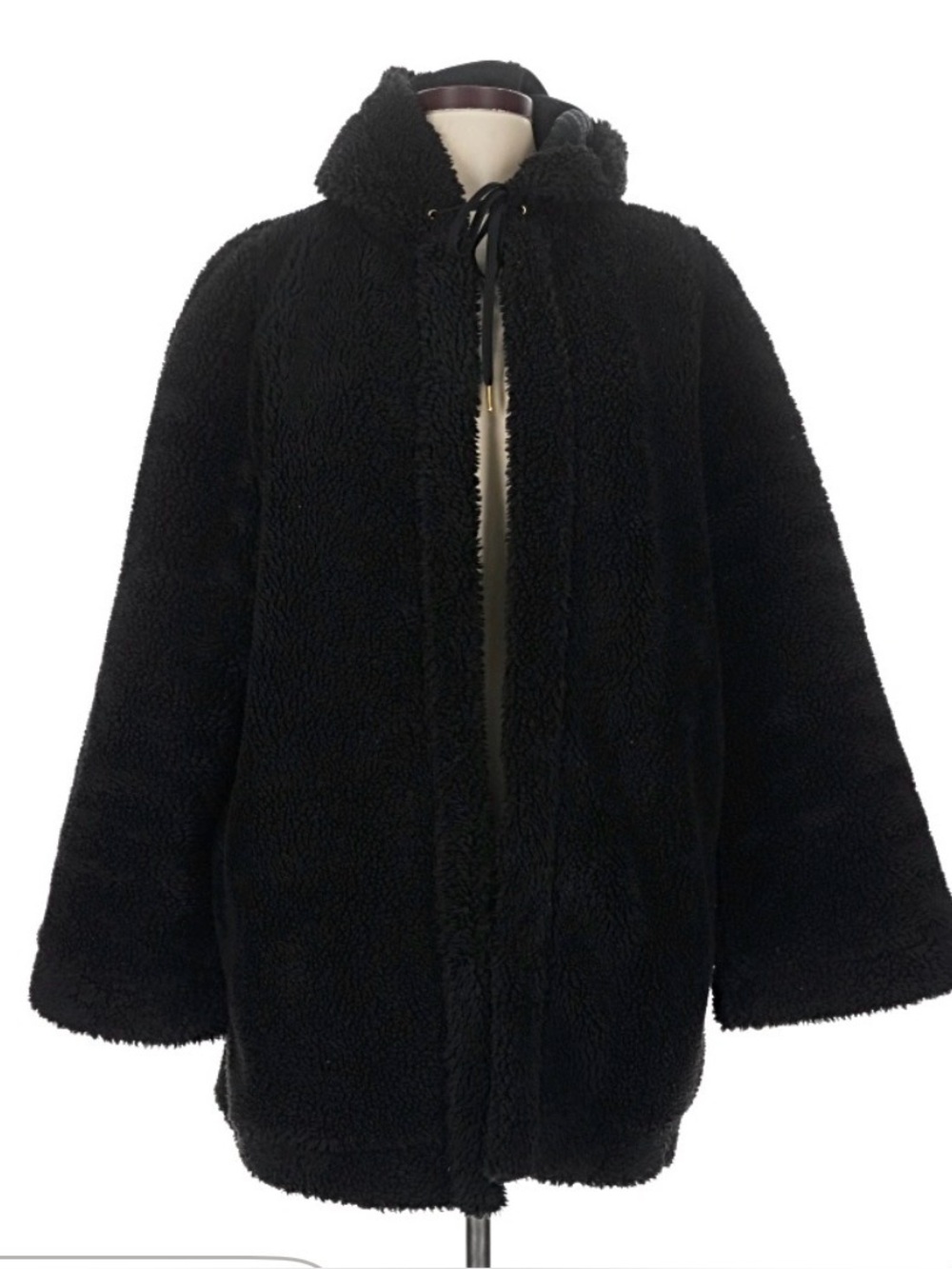 Varley Black Hooded Oversized Textured Fleece Sherpa Jacket Size Large Cozy